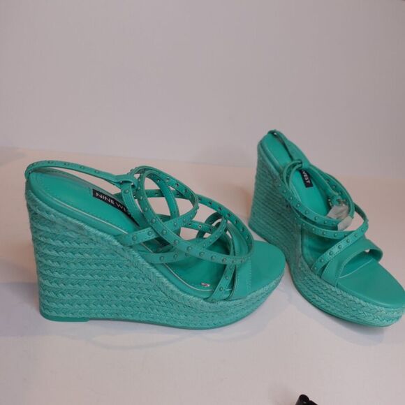 Nine West Hunda Espadrille Platform Wedges Sandal Green Size 6.5 - Picture 8 of 9